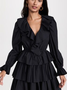 Ulla Johnson Lola Ruffle Mini Dress Black Noir
Size 12 NEW Without Tags